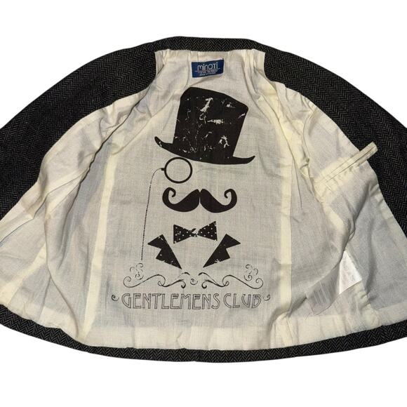 Minoti Wool Blend Blazer Toddler Size 12-18 Mon Elbow Patches Herringbone Fall - Picture 3 of 8